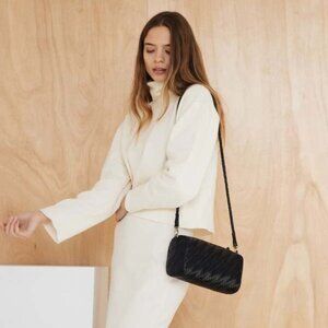 Bembien Black Woven Leather Gigi Crossbody Bag